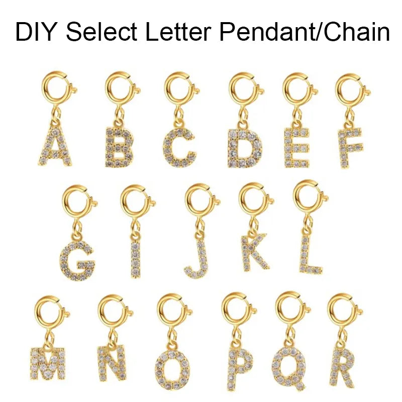 18K Gold Plated Small Shiny Initials Necklace with FREE Snake Chain Included