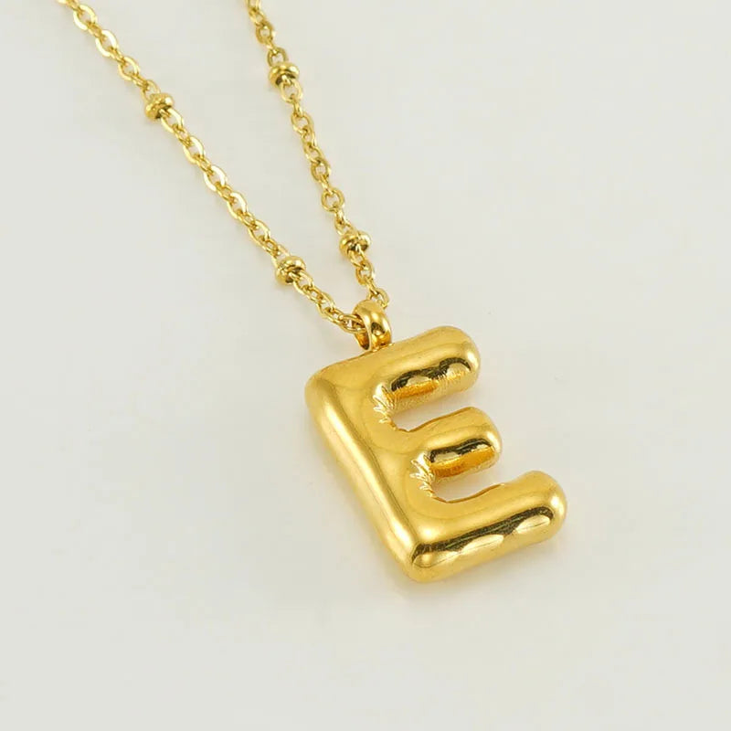 18K Gold Plated Lightweight Balloon Bubble Initial letter Original Necklace