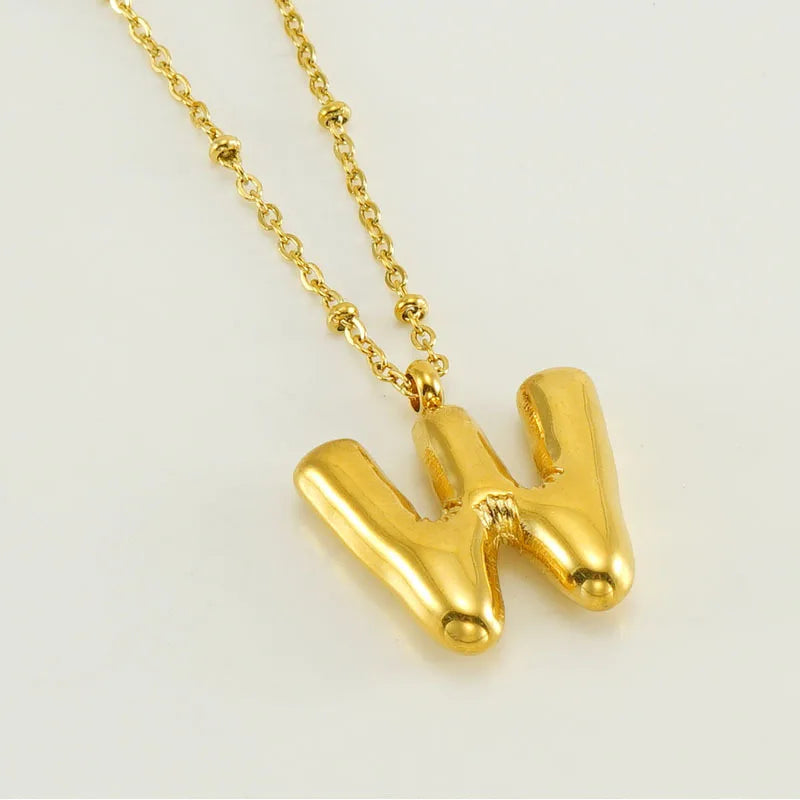 18K Gold Plated Lightweight Balloon Bubble Initial letter Original Necklace