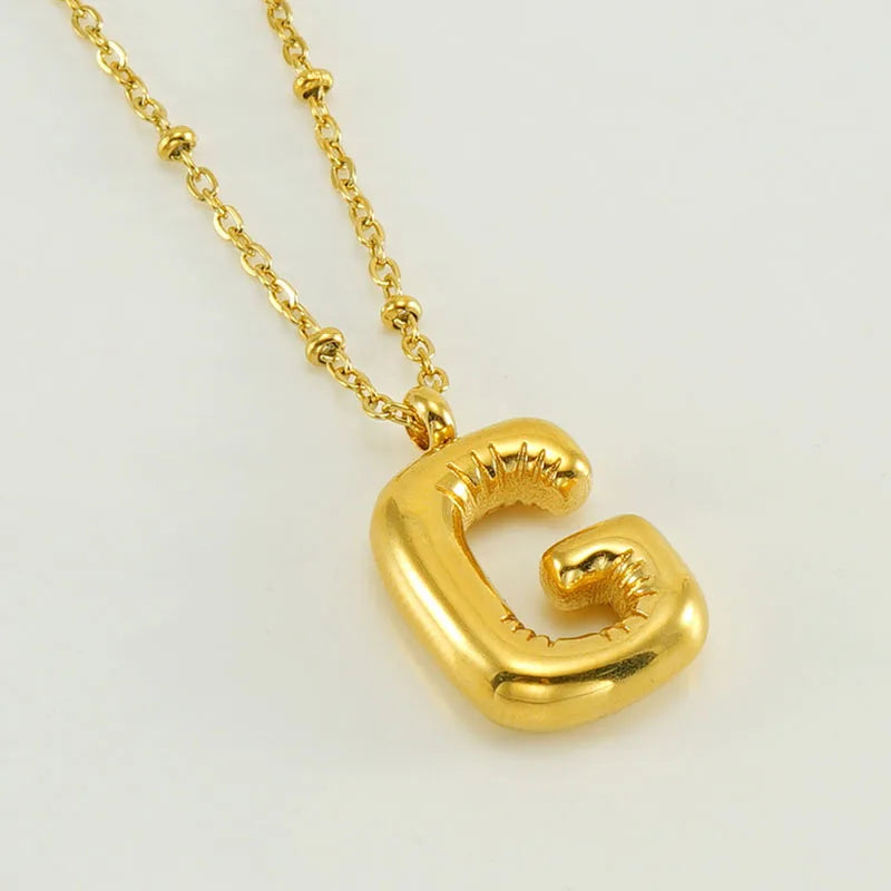 18K Gold Plated Lightweight Balloon Bubble Initial letter Original Necklace