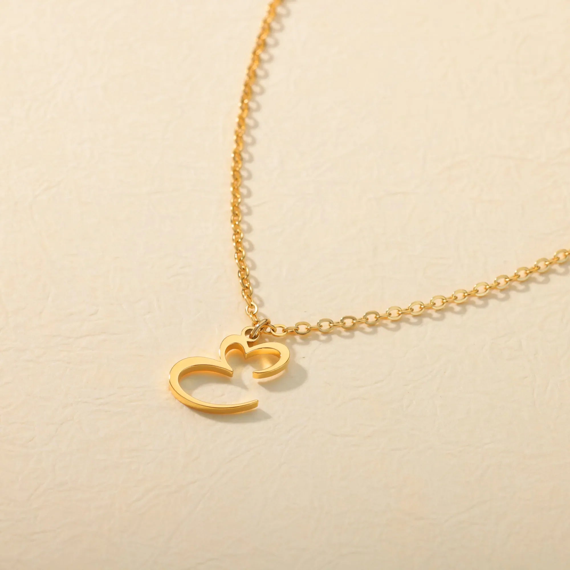 18K Gold Plated Heart Initial Letter Necklace