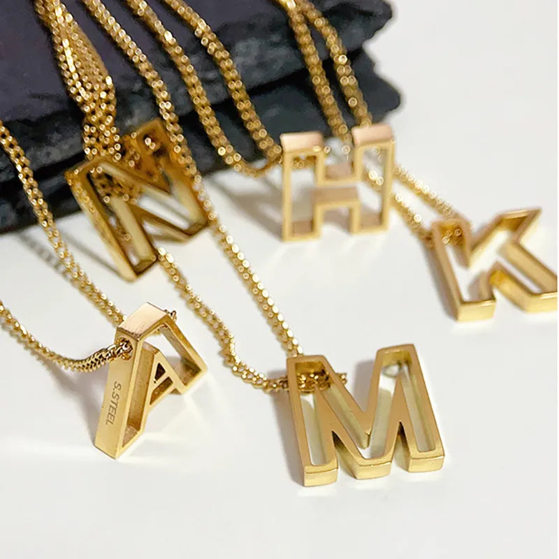 18K Gold Plated Initial Necklace with unique letters