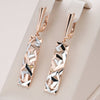 18K Rose Gold Plated Long Earrings with abstract engravings