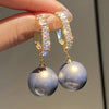 Blue pearl earrings